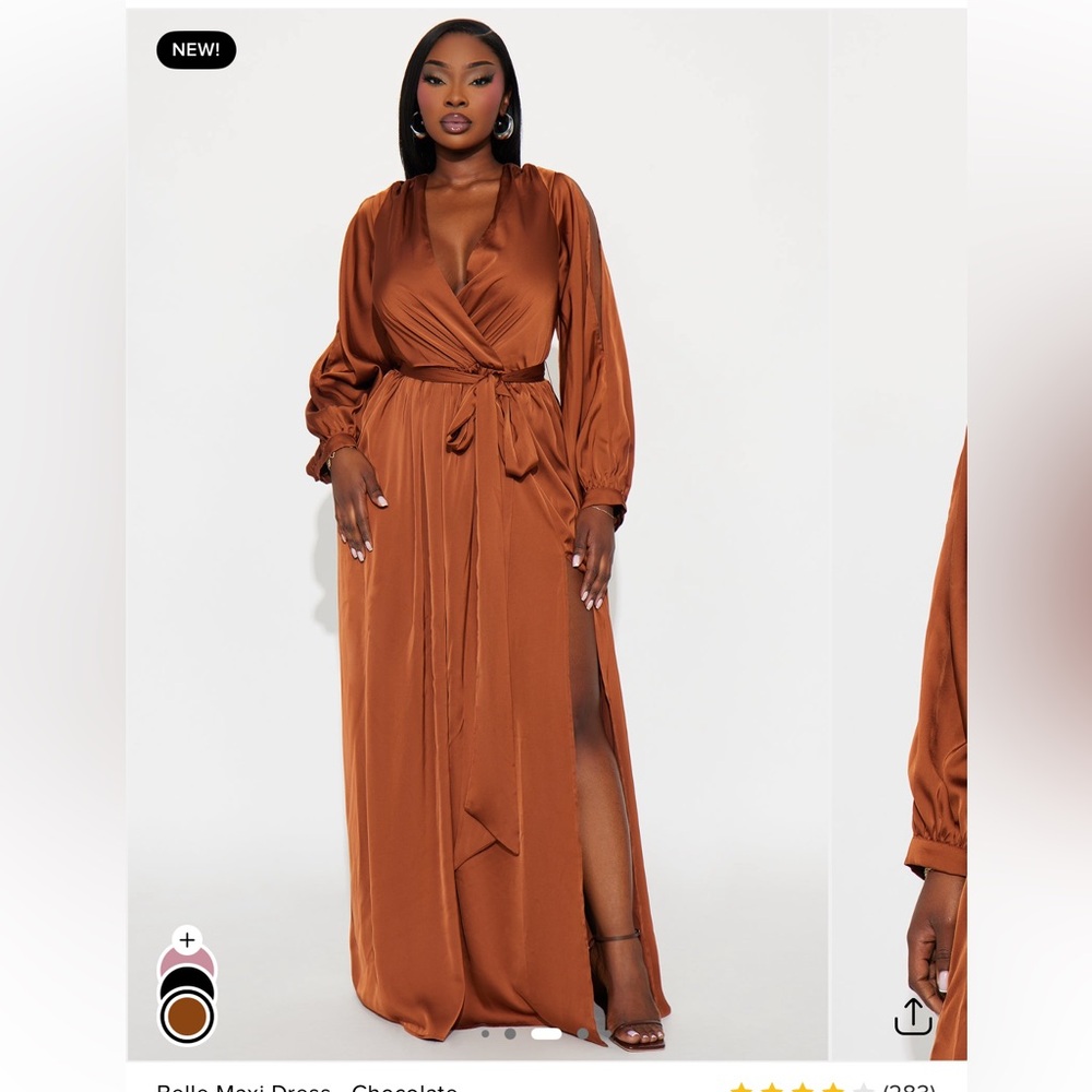 Fashion Nova Chocolate Long Sleeve Maxi Dress